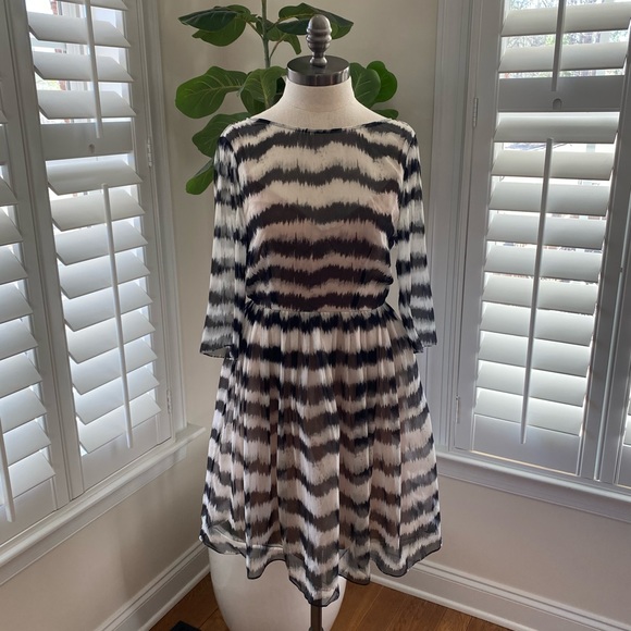 Tracy reese ikat zebra dress 100% silk size 6 - Picture 1 of 6